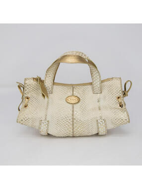 Vintage Tods Mini Gold Python Snakeskin Leather Trim Candy Bag Made In Italy
